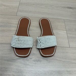 INC elegant Pearl Embellished Women's Slide Sandals